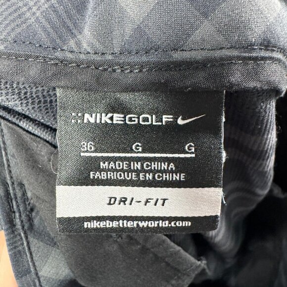 Nike Golf Shorts Mens Size 36 Gray Check Plaid Chino DriFit Performance Athletic - Picture 3 of 7